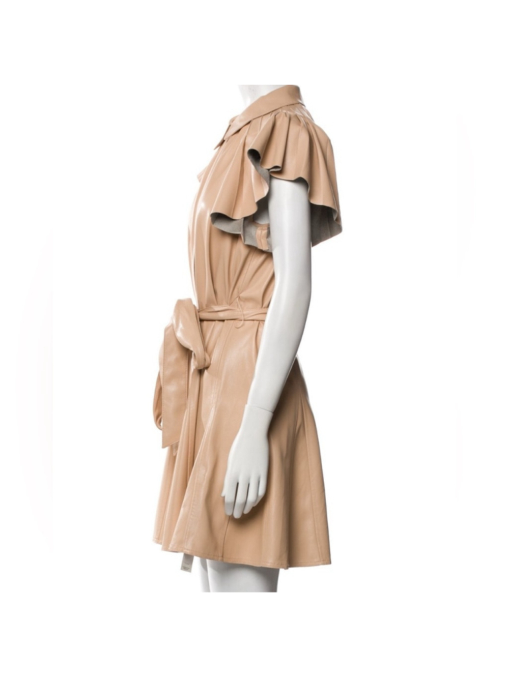 Alice + Olivia Tan Mini Dress with Pleated Wrap Design - Picture 6 of 10